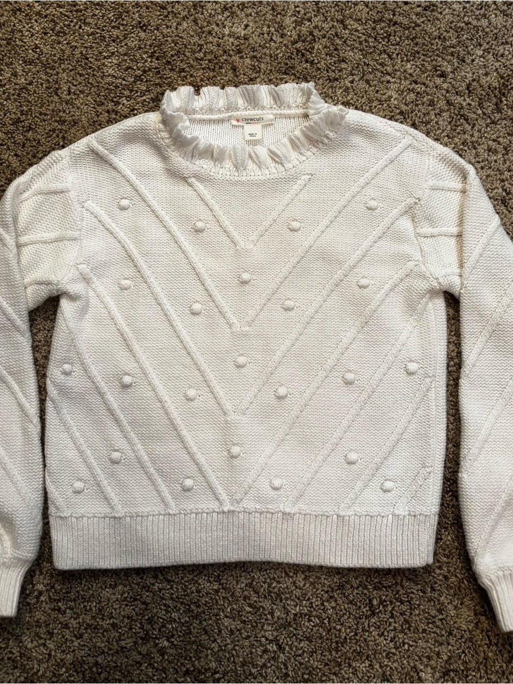CREWCUTS chevron sweater w/ pom poms. Size S.